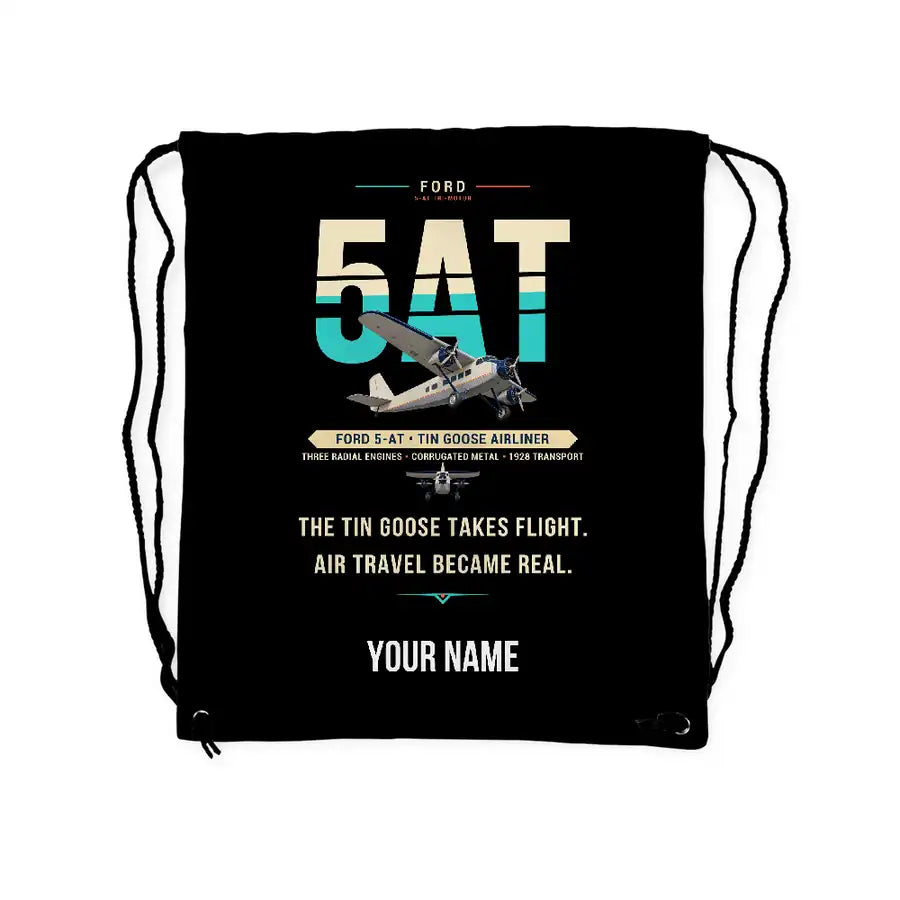 Ford 5-AT Tri-Motor - Drawstring Bag - Original + Name - Black