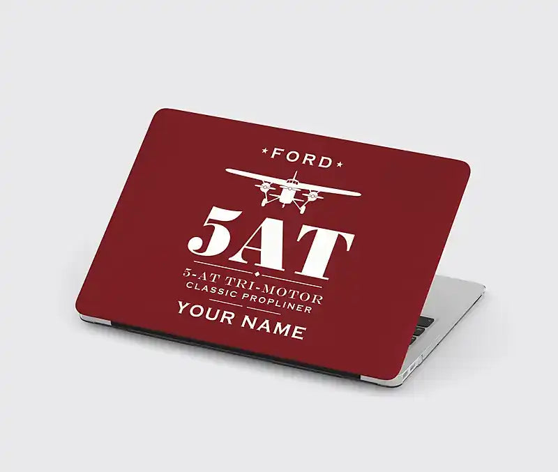 Ford 5-AT Tri-Motor - Heritage + Name - MacBook Case - Dark Red