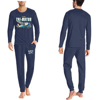 Thumbnail for Ford 5-AT Tri-Motor - Men Pajamas - Cartoon Chest - Navy Blue