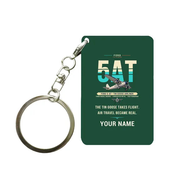 Ford 5-AT Tri-Motor - Original + Name - Key Chain - Dark Green