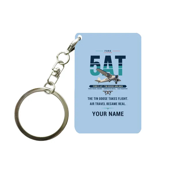 Ford 5-AT Tri-Motor - Original + Name - Key Chain - Light Blue