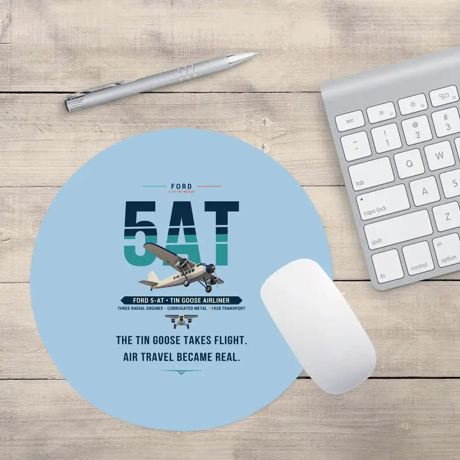 Ford 5-AT Tri-Motor - Original - Round Mouse Pad - Light Blue