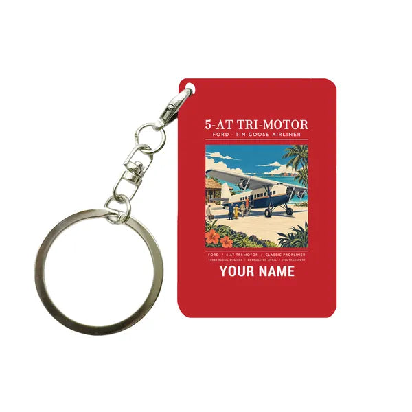 Ford 5-AT Tri-Motor - Poster + Name - Key Chain - Red