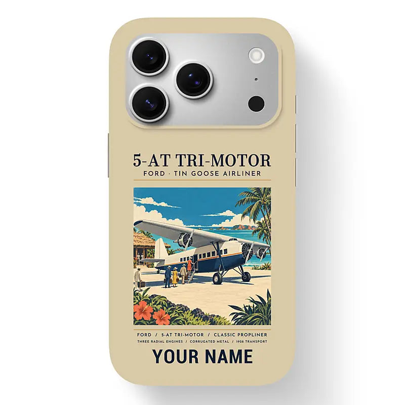 Ford 5-AT Tri-Motor - Poster + Name - MagSafe iPhone 17 Pro - Beige