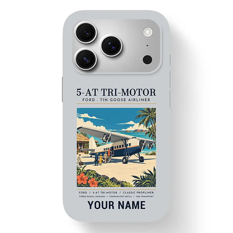 Ford 5-AT Tri-Motor - Poster + Name - MagSafe iPhone 17 Pro - Light Gray