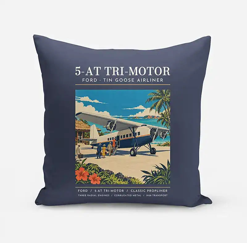 Ford 5-AT Tri-Motor - Poster - Pillow - Navy Blue