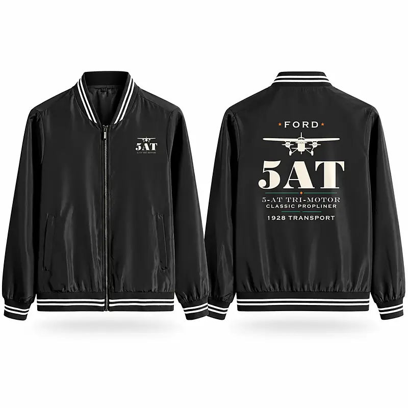 Ford 5-AT Tri-Motor Stylish Jackets - Baseball Collar - Heritage - Black