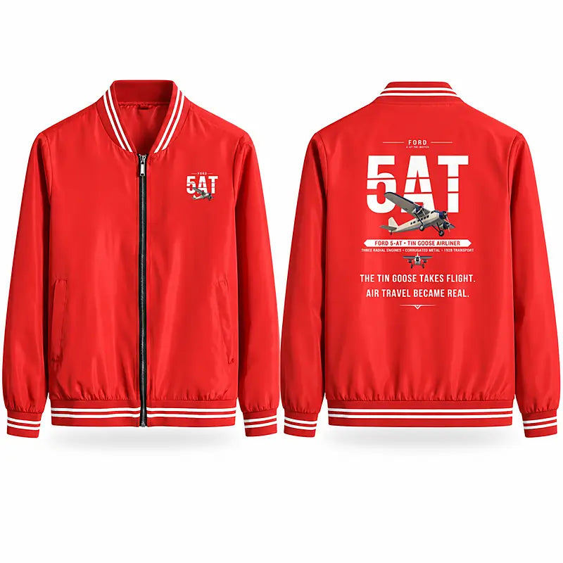 Ford 5-AT Tri-Motor Stylish Jackets - Baseball Collar - Original - Red