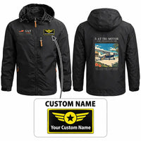 Thumbnail for Ford 5-AT Tri-Motor Stylish Jackets - Hooded Windbreaker - Poster + Name - Black