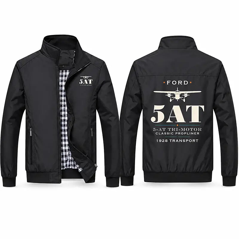 Ford 5-AT Tri-Motor Stylish Jackets - Stand Collar - Heritage - Black