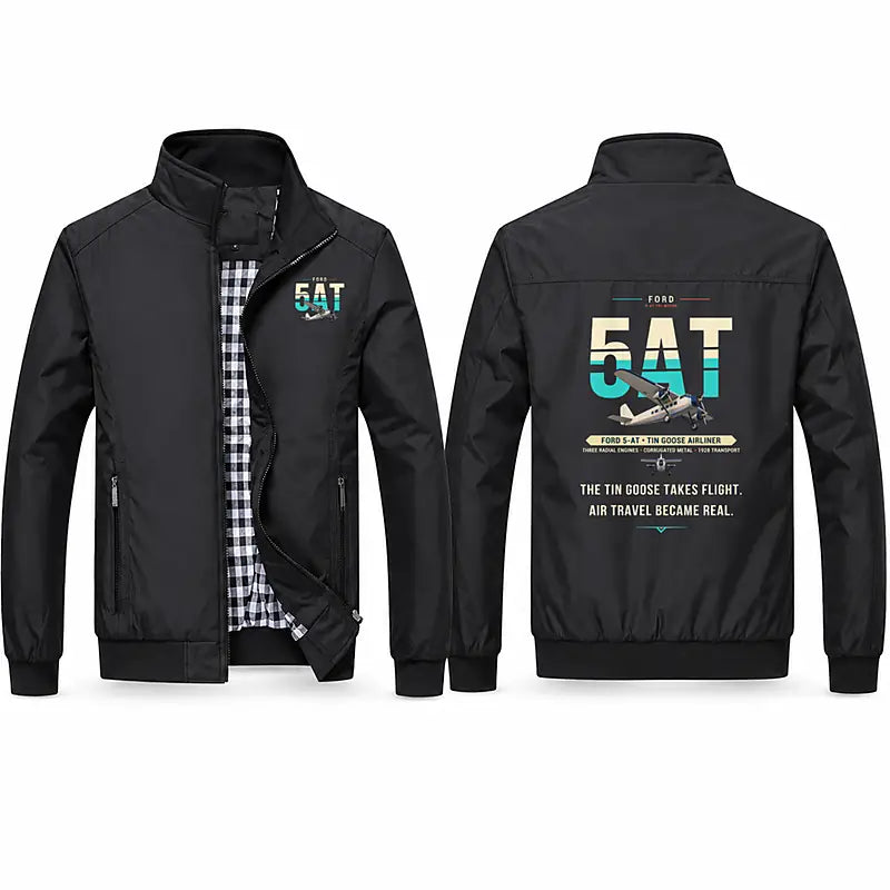 Ford 5-AT Tri-Motor Stylish Jackets - Stand Collar - Original - Black