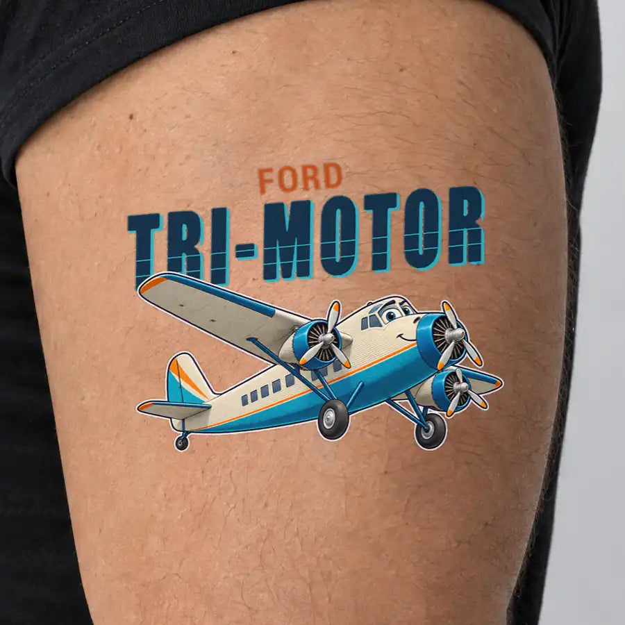 Ford 5-AT Tri-Motor - Tattoo - Cartoon - Man