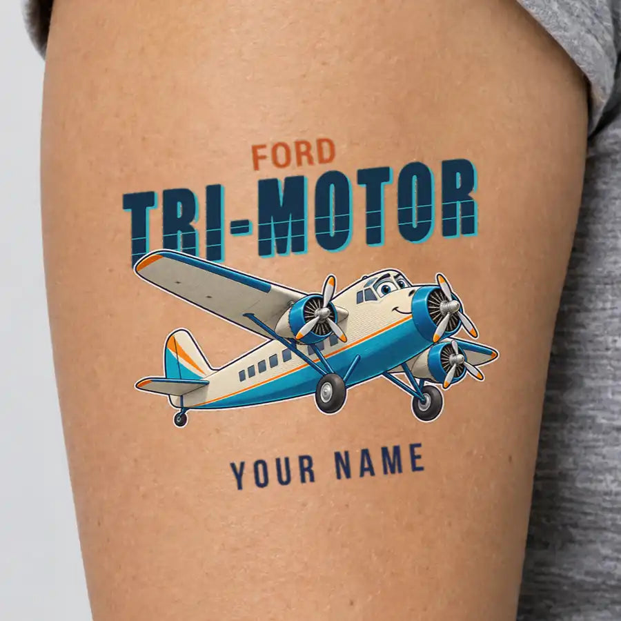Ford 5-AT Tri-Motor - Tattoo - Cartoon + Name