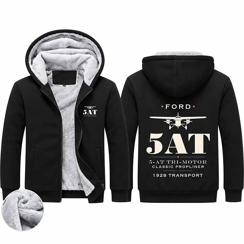 Ford 5-AT Tri-Motor Zipped Sweatshirts - Heritage - Black