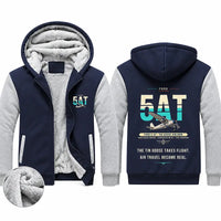 Thumbnail for Ford 5-AT Tri-Motor Zipped Sweatshirts - Original - Navy & Gray