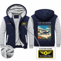 Thumbnail for Ford 5-AT Tri-Motor Zipped Sweatshirts - Poster + Name - Navy & Gray