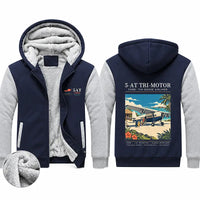 Thumbnail for Ford 5-AT Tri-Motor Zipped Sweatshirts - Poster - Navy & Gray