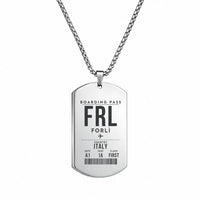 Thumbnail for Forlì Airport FRL - Necklace - Boarding Pass Style - Silver