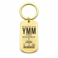 Thumbnail for Fort McMurray International Airport YMM - Key Chain - Boarding Pass Style - Gold