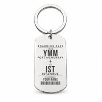 Thumbnail for Fort McMurray International Airport YMM - Key Chain - Customizable Boarding Pass - Silver