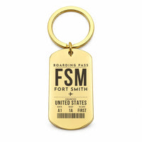 Thumbnail for Fort Smith Regional Airport FSM - Key Chain - Boarding Pass Style - Gold