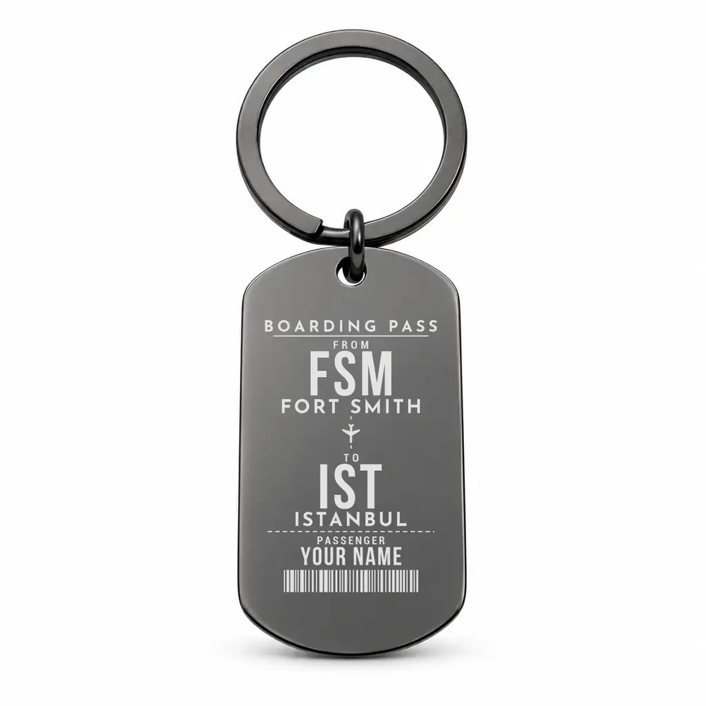 Fort Smith Regional Airport FSM - Key Chain - Customizable Boarding Pass - Black