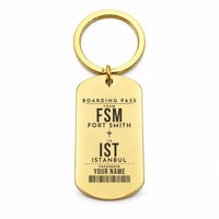 Thumbnail for Fort Smith Regional Airport FSM - Key Chain - Customizable Boarding Pass - Gold