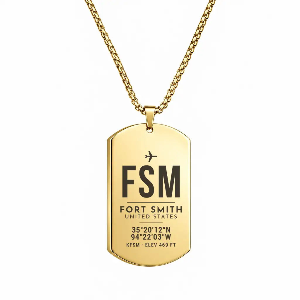 Fort Smith Regional Airport FSM - Necklace - Original Design - Gold