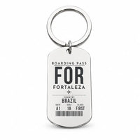 Thumbnail for Fortaleza - Pinto Martins International Airport FOR - Key Chain - Boarding Pass Style - Silver