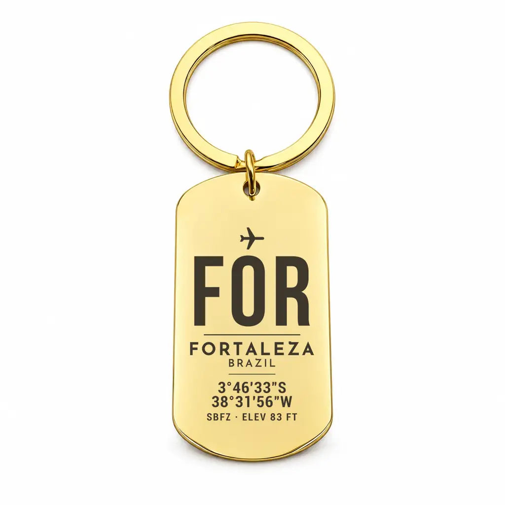 Fortaleza - Pinto Martins International Airport FOR - Key Chain - Original Design - Gold