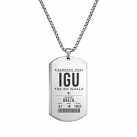 Thumbnail for Foz do Iguaçu International Airport IGU - Necklace - Boarding Pass Style - Silver