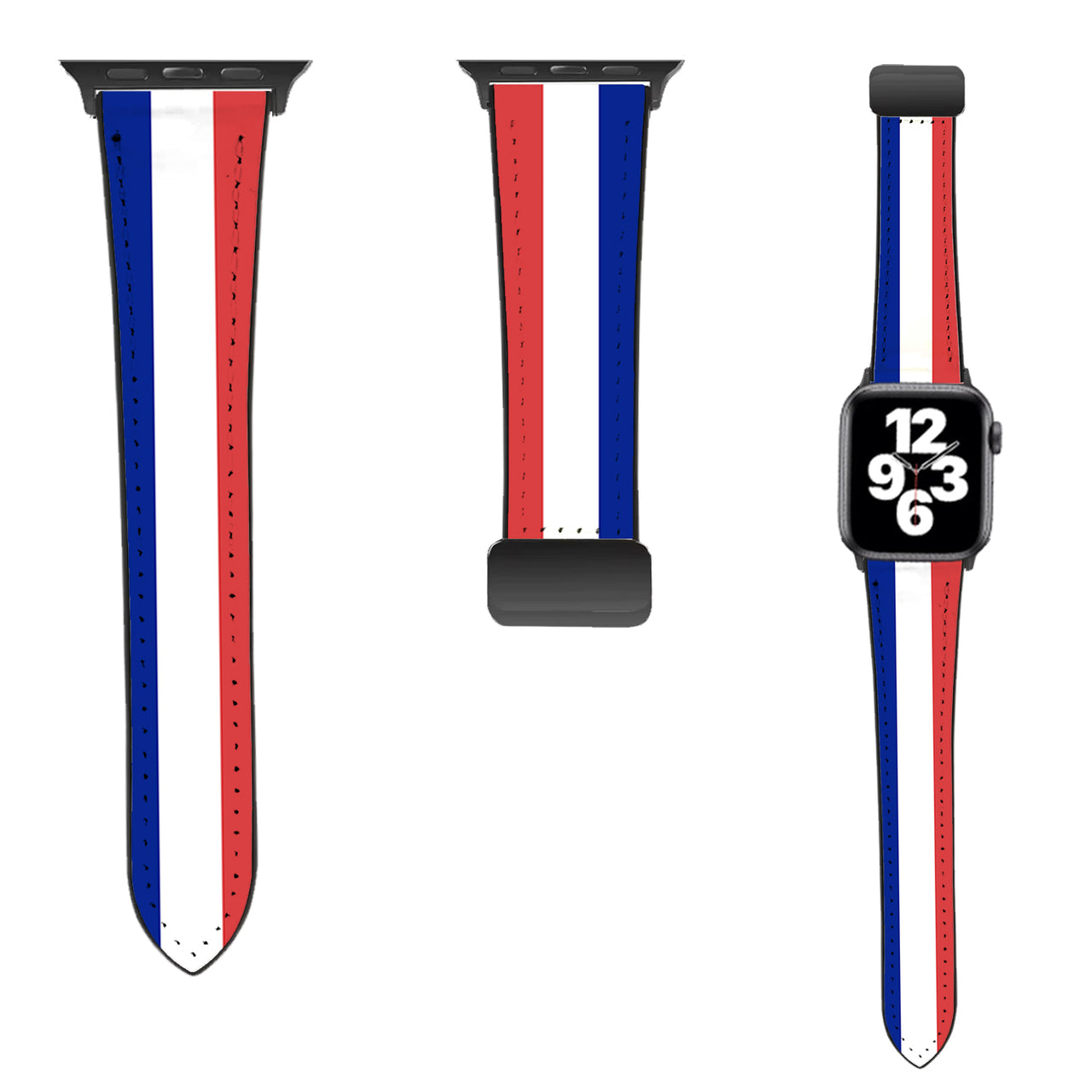 France Flag Designed Leather Apple Watch Straps