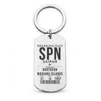 Thumbnail for Francisco C. Ada Saipan International Airport SPN - Key Chain - Boarding Pass Style - Silver