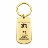 Thumbnail for Francisco C. Ada Saipan International Airport SPN - Key Chain - Customizable Boarding Pass - Gold