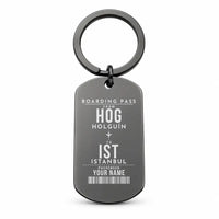Thumbnail for Frank País Airport HOG — Holguín - Key Chain - Customizable Boarding Pass - Black