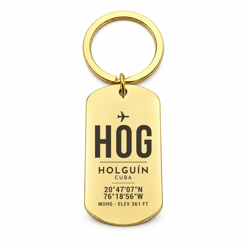 Frank País Airport HOG — Holguín - Key Chain - Original Design - Gold
