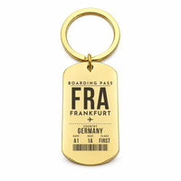 Thumbnail for Frankfurt Airport FRA - Key Chain - Boarding Pass Style - Gold