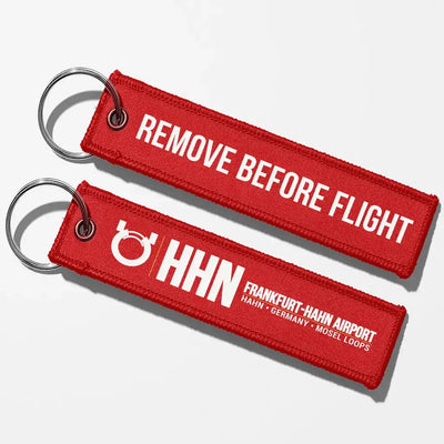 Frankfurt-Hahn Airport (HHN) Aviator Key Chains - Red - Remove Before Flight