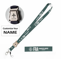 Thumbnail for Frankfurt Airport (FRA) seat belt lanyard - dark green with name