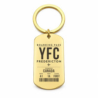 Thumbnail for Fredericton International Airport YFC - Key Chain - Boarding Pass Style - Gold