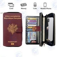 Thumbnail for French Passport Designed Leather Long Zipper Wallets