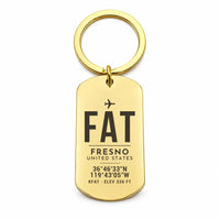 Thumbnail for Fresno Yosemite International Airport FAT - Key Chain - Original Design - Gold