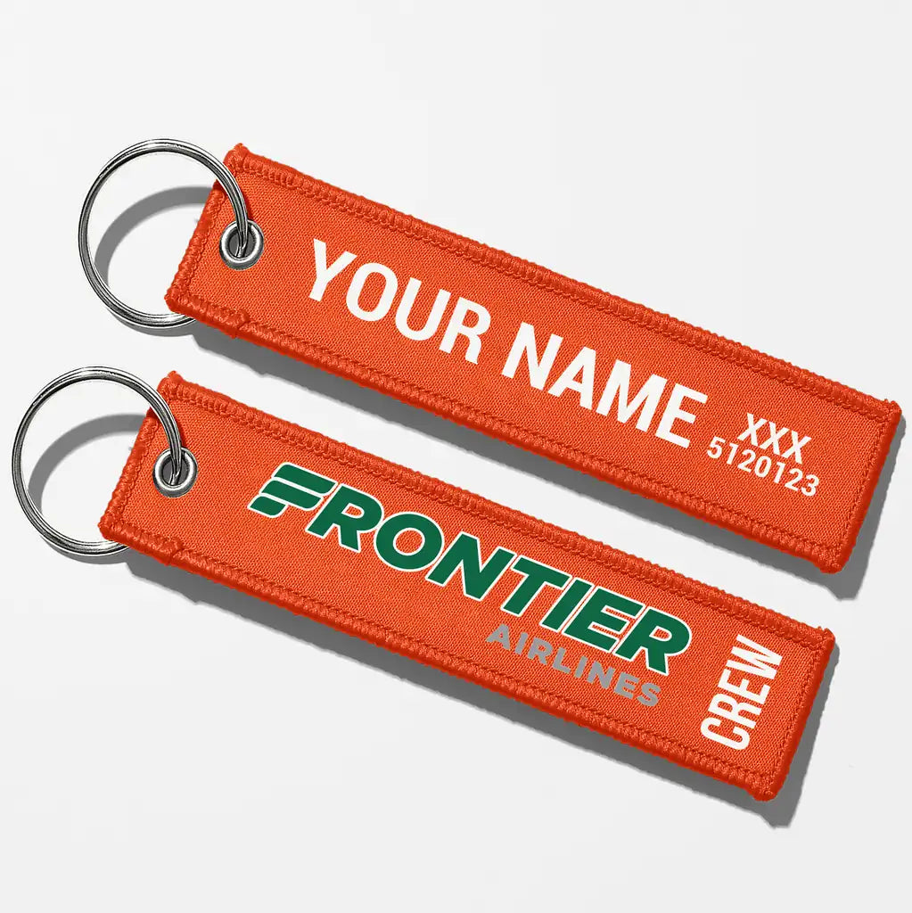 Frontier Airlines Crew & Staff Tag Key Chains - Orange - Crew + Name