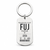 Thumbnail for Fukue Airport FUJ - Key Chain - Boarding Pass Style - Silver