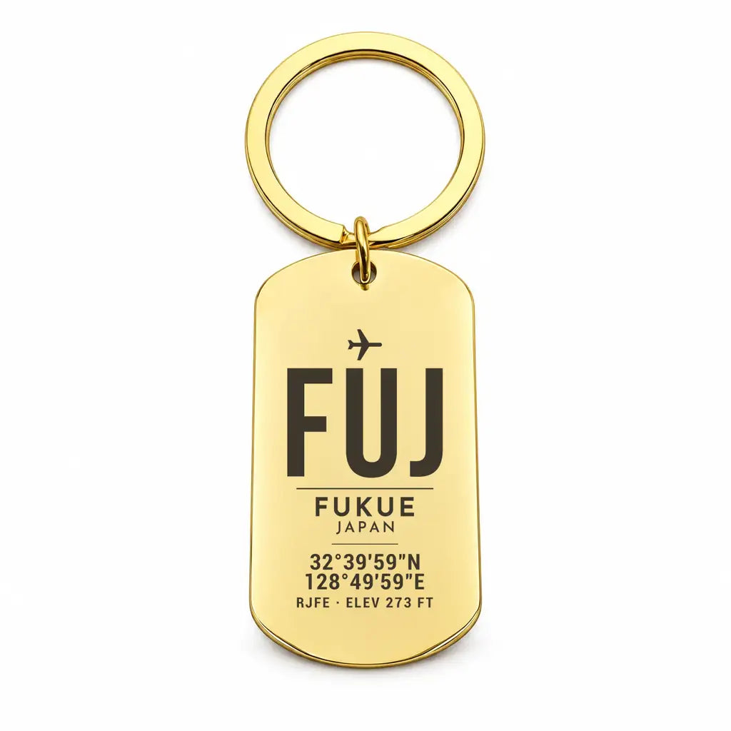 Fukue Airport FUJ - Key Chain - Original Design - Gold