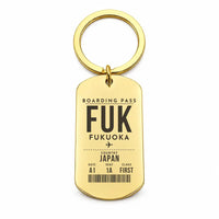 Thumbnail for Fukuoka Airport FUK - Hakata Lantern Bay Weave - Key Chain - Boarding Pass Style - Gold