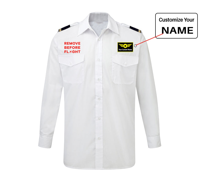 Remove Before Flight Designed Long Sleeve Pilot Shirts
