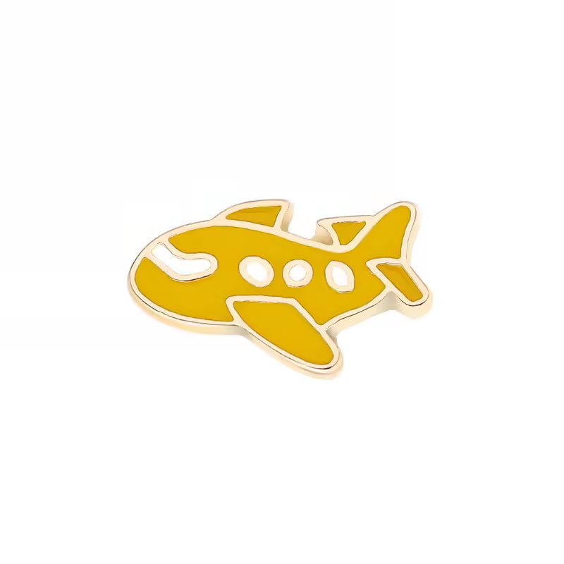 Cartoon Style (9) aviation design on polished metal badge.