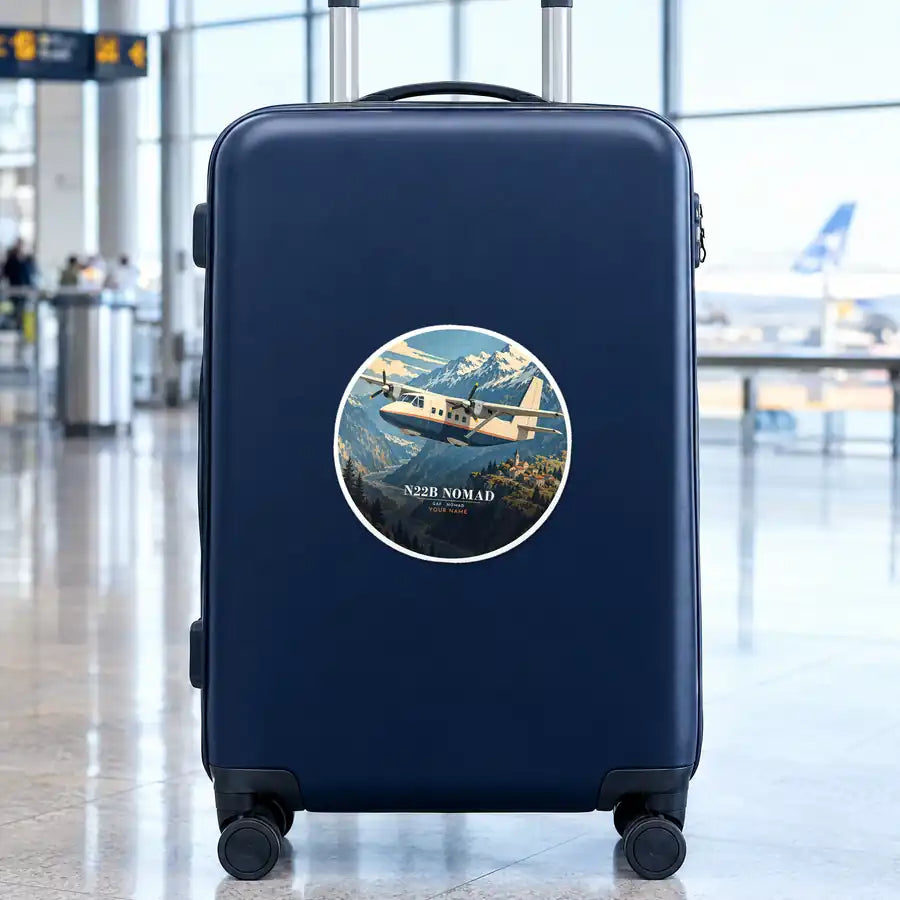 GAF N22B Nomad - 3D + Name - Circle Sticker - Suitcase