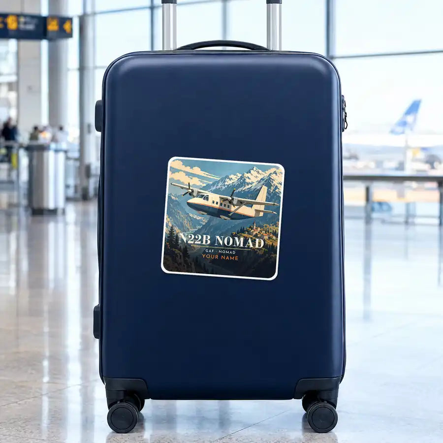 GAF N22B Nomad - 3D + Name - Square Sticker - Suitcase